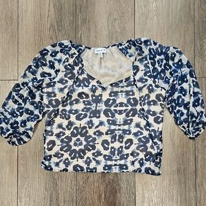 Veronica M, Hippie, Flowy, Baggy, Blue, Relax, Resort, Causal, Blouse, Top,